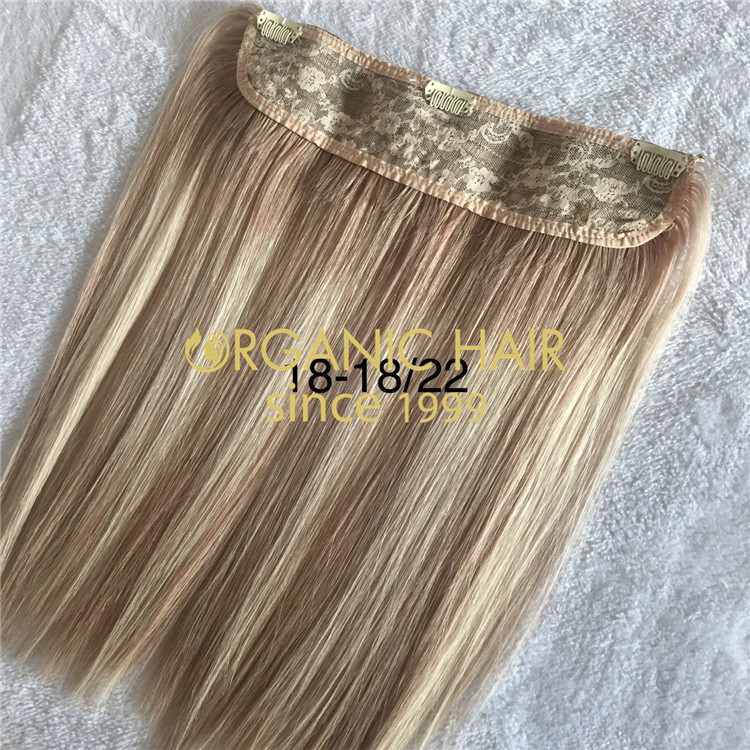 Full cuticle human hair-- halo with clips  C77